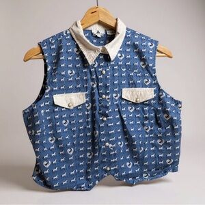 ANGEL RANCH 100% COTTON HORSE PRINT BUTTON UP TOP 20” PTP